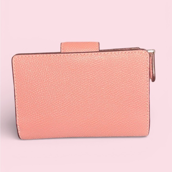 Coach Pink Leather Snap Zip Wallet Light Blush Pebbled Leather - Picture 2 of 7